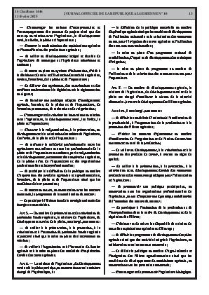 
N°10 du Journal officiel de la République Algérienne Démocratique et Populaire • Page 1

            