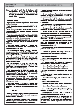 
N°10 du Journal officiel de la République Algérienne Démocratique et Populaire • Page 1

            