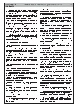 
N°10 du Journal officiel de la République Algérienne Démocratique et Populaire • Page 1

            