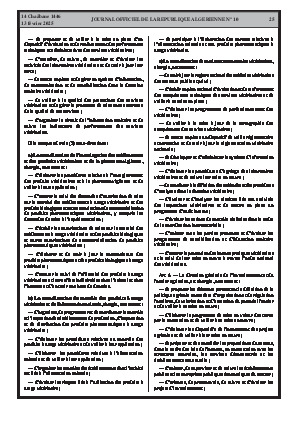 
N°10 du Journal officiel de la République Algérienne Démocratique et Populaire • Page 1

            