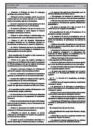 
N°10 du Journal officiel de la République Algérienne Démocratique et Populaire • Page 1

            