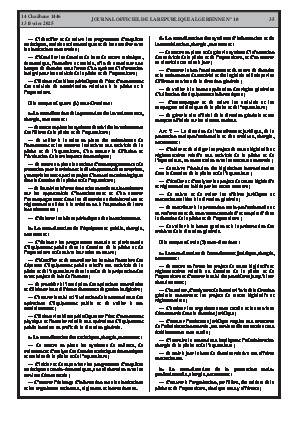
N°10 du Journal officiel de la République Algérienne Démocratique et Populaire • Page 1

            
