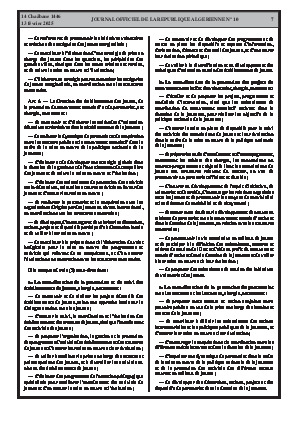 
N°10 du Journal officiel de la République Algérienne Démocratique et Populaire • Page 1

            
