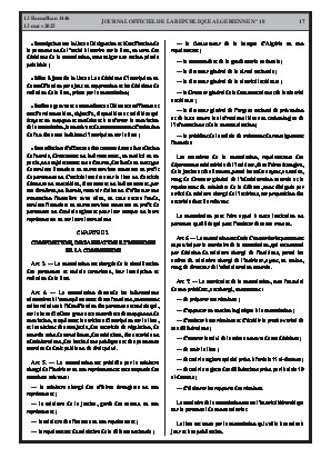 
N°18 du Journal officiel de la République Algérienne Démocratique et Populaire • Page 1

            