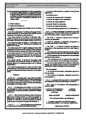 
N°20 du Journal officiel de la République Algérienne Démocratique et Populaire • Page 1

            