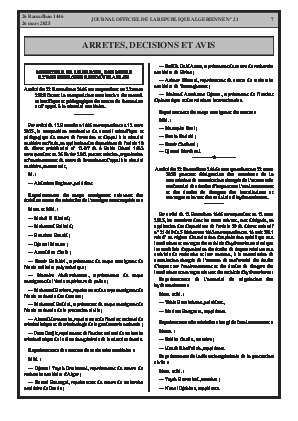 
Issue #21 of the Official Gazette of the People's Democratic Republic of Algeria • Page 1

            