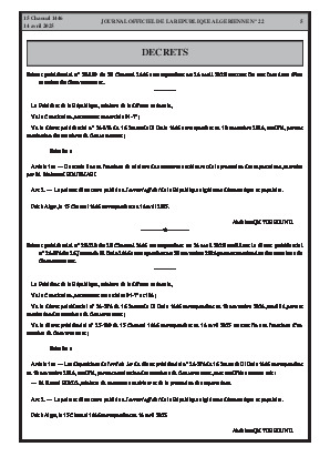 
Issue #22 of the Official Gazette of the People's Democratic Republic of Algeria • Page 1

            