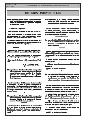 
Issue #23 of the Official Gazette of the People's Democratic Republic of Algeria • Page 1

            