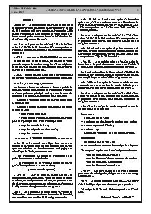 
Issue #29 of the Official Gazette of the People's Democratic Republic of Algeria • Page 1

            