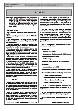 
N°30 du Journal officiel de la République Algérienne Démocratique et Populaire • Page 1

            