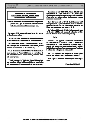 
N°41 du Journal officiel de la République Algérienne Démocratique et Populaire • Page 1

            