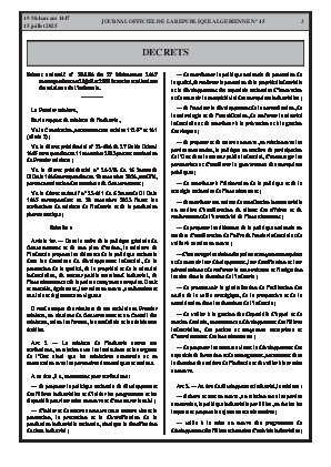 
N°45 du Journal officiel de la République Algérienne Démocratique et Populaire • Page 1

            
