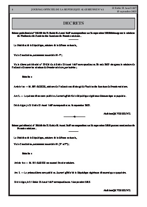 
N°61 du Journal officiel de la République Algérienne Démocratique et Populaire • Page 1

            
