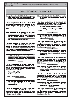 
N°72 du Journal officiel de la République Algérienne Démocratique et Populaire • Page 1

            