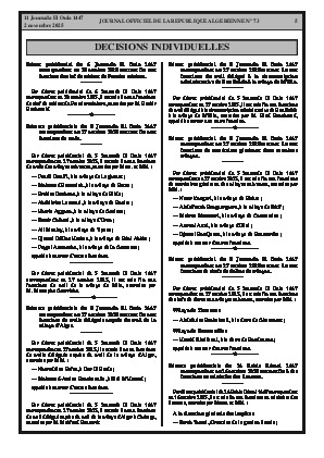
N°73 du Journal officiel de la République Algérienne Démocratique et Populaire • Page 1

            